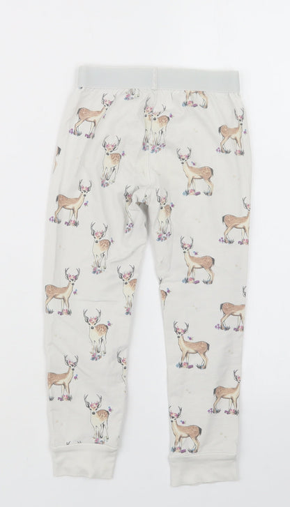 Marks and Spencer Girls White Geometric  Capri Pyjama Set Size 4-5 Years