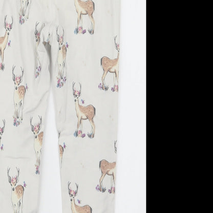 Marks and Spencer Girls White Geometric  Capri Pyjama Set Size 4-5 Years