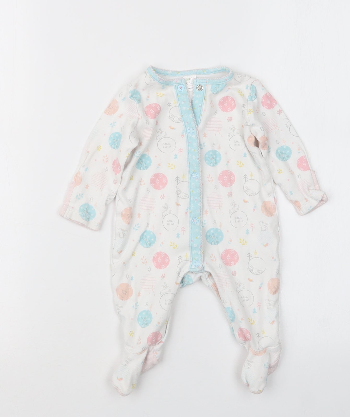 Mini Club Girls White Geometric  Babydoll One Piece Size 0-3 Months