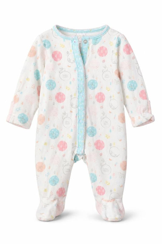 Mini Club Girls White Geometric  Babydoll One Piece Size 0-3 Months