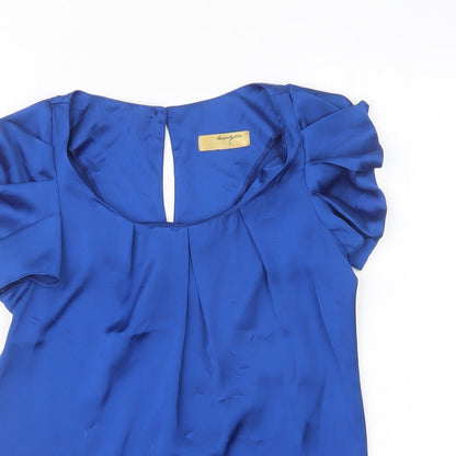 twentyten Womens Blue  Satin Basic Blouse Size 8