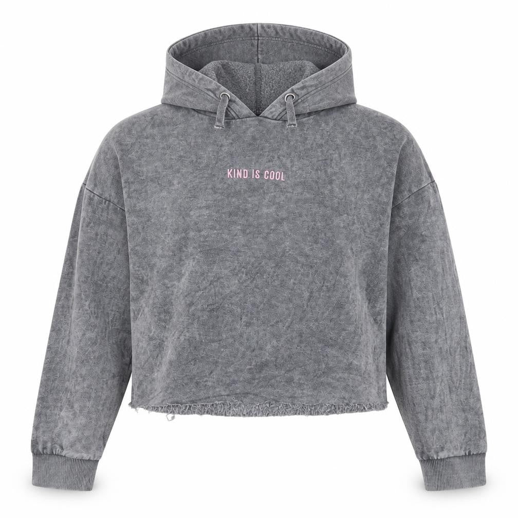 Front view of New Look girls’ grey pullover hoodie, size 12-13, years - kind is cool