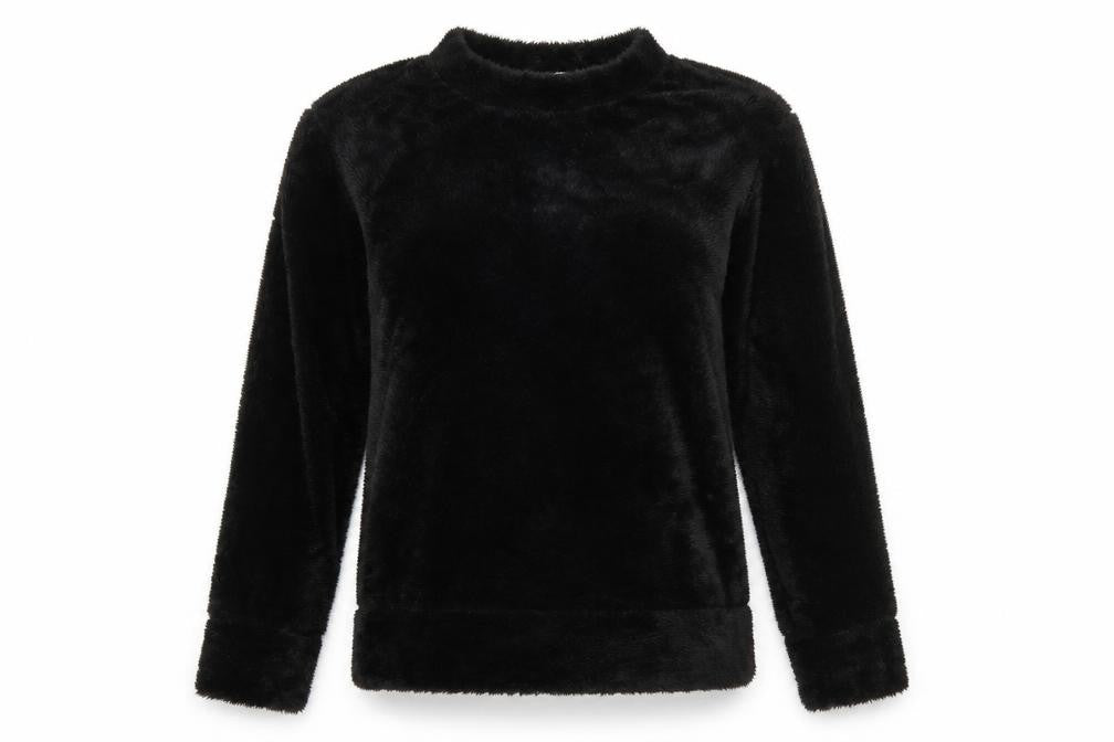Front view of Preworn women’s black solid top pyjama top, size UK 8