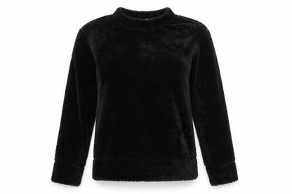 Front view of Preworn women’s black solid top pyjama top, size UK 8