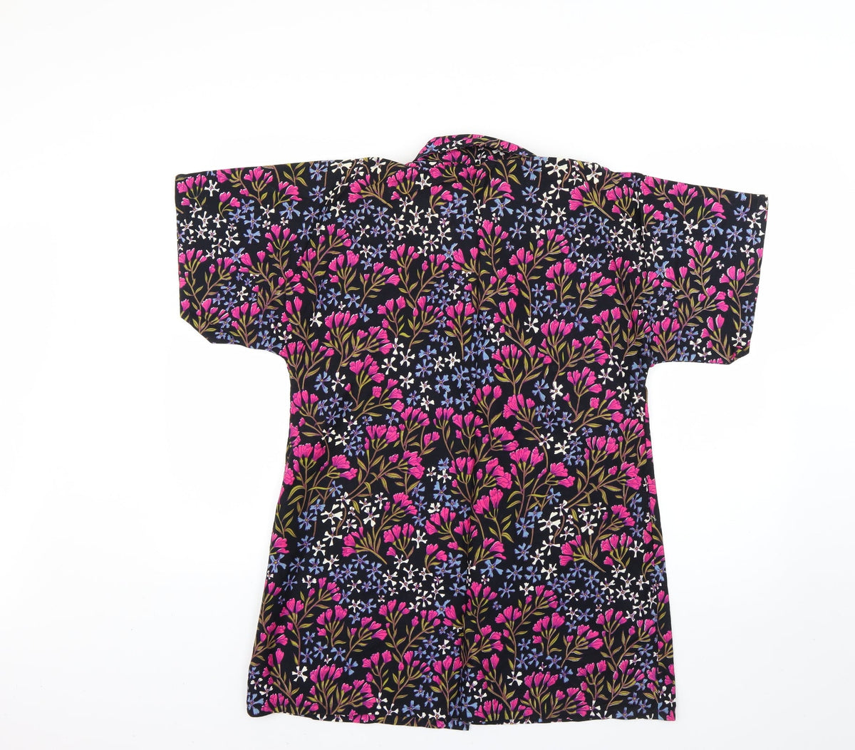 Back view of bambie house women’s multicoloured floral basic button-up, size UK 10
