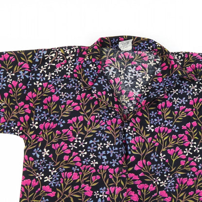 Close-up detail of bambie house women’s multicoloured floral basic button-up, size UK 10