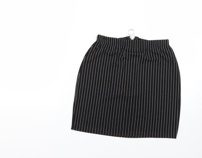 PRETTYLITTLETHING Womens Black Striped  Mini Skirt Size 12