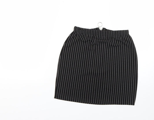 PRETTYLITTLETHING Womens Black Striped  Mini Skirt Size 12