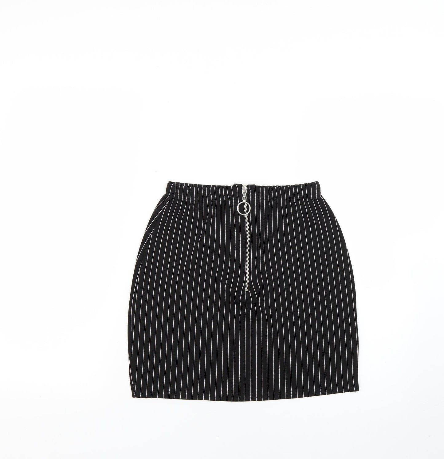 PRETTYLITTLETHING Womens Black Striped  Mini Skirt Size 12