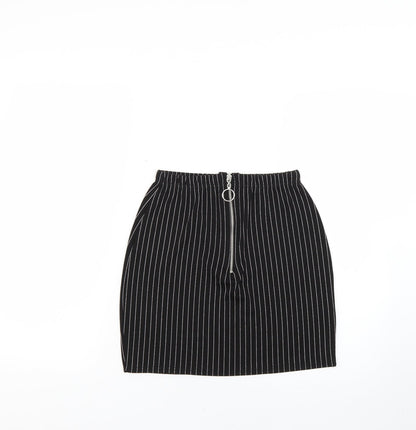 PRETTYLITTLETHING Womens Black Striped  Mini Skirt Size 12
