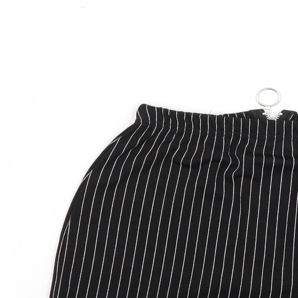 PRETTYLITTLETHING Womens Black Striped  Mini Skirt Size 12
