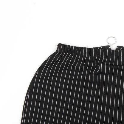 PRETTYLITTLETHING Womens Black Striped  Mini Skirt Size 12