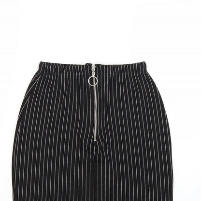 PRETTYLITTLETHING Womens Black Striped  Mini Skirt Size 12