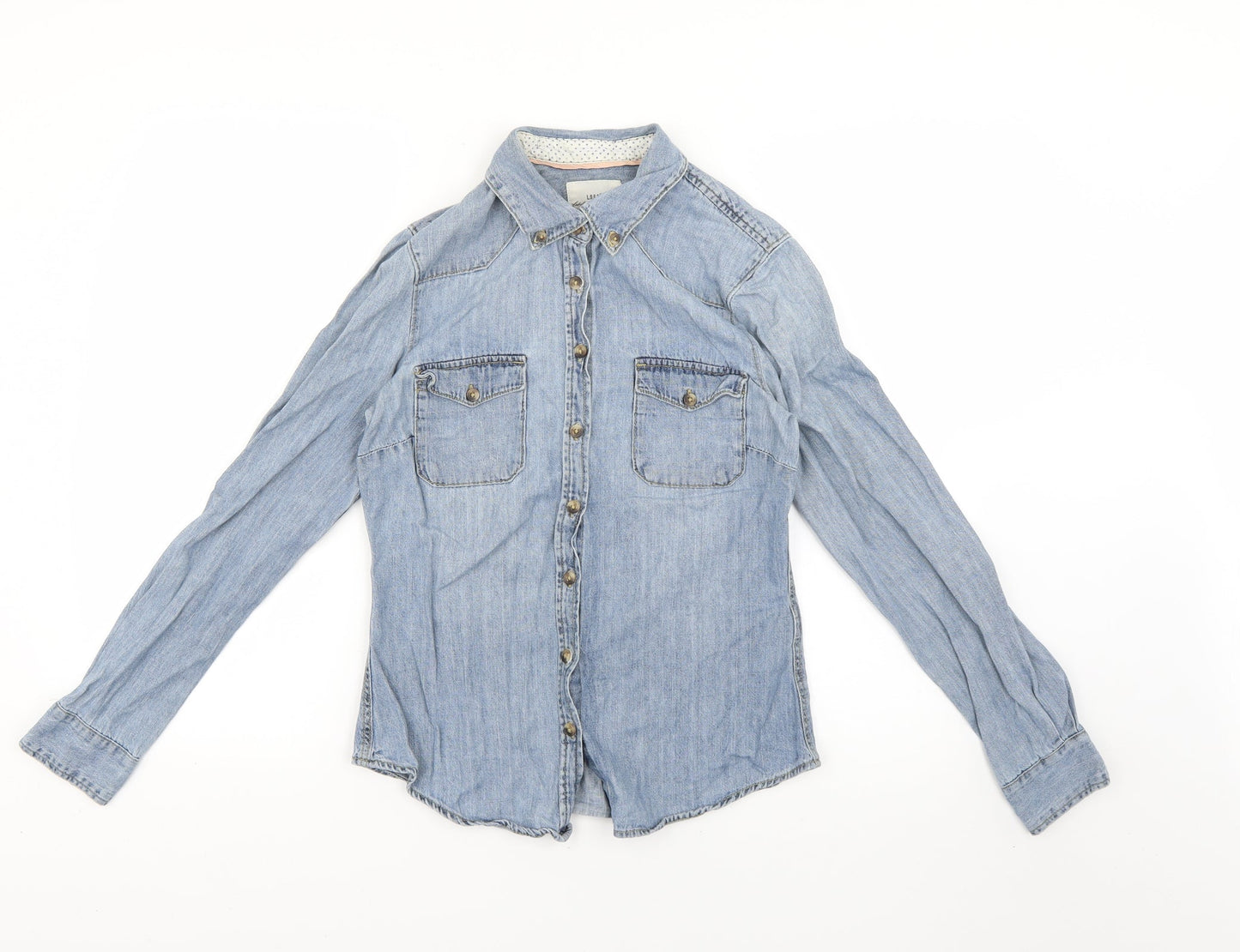 Womens UK Size 6 H&M Blue Basic Button-Up