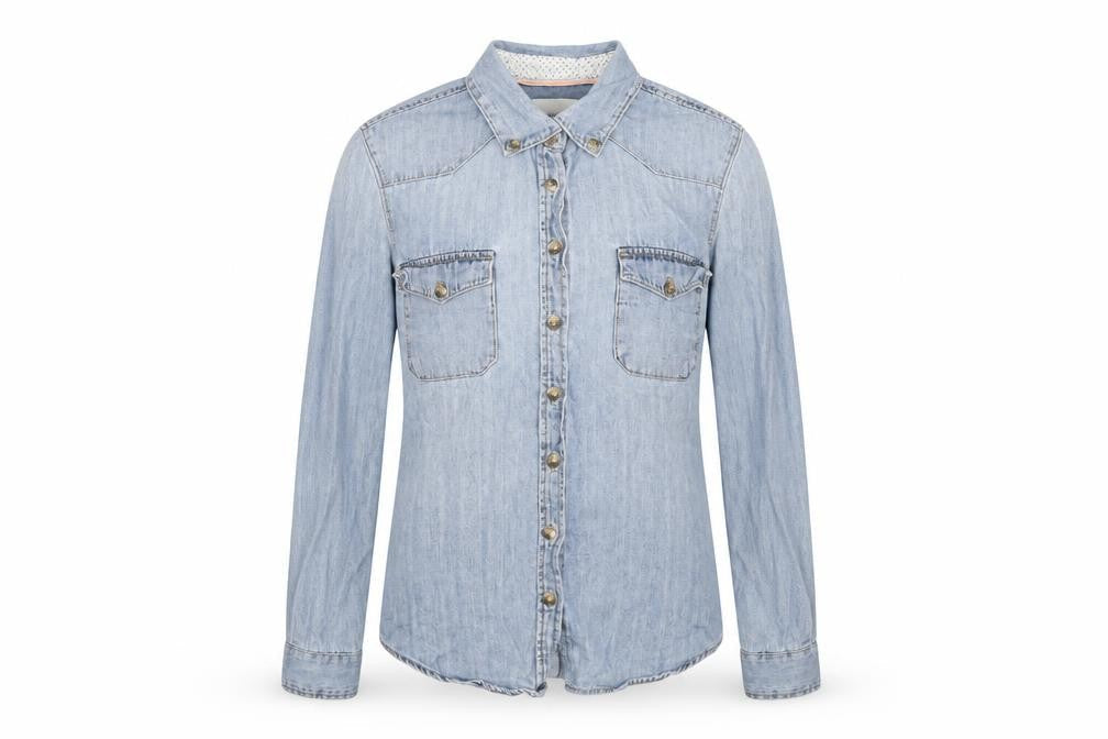 Womens UK Size 6 H&M Blue Basic Button-Up