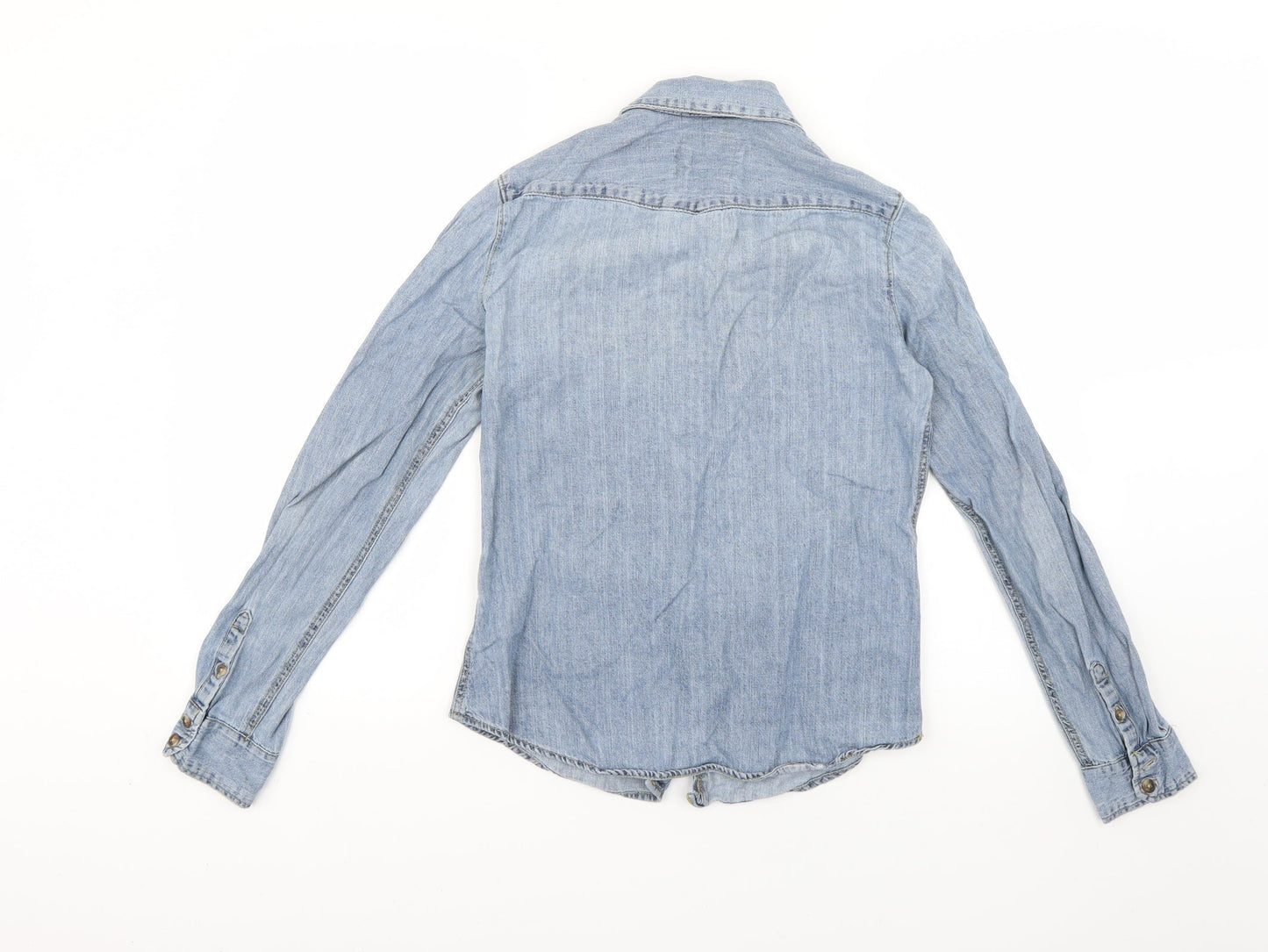 Womens UK Size 6 H&M Blue Basic Button-Up