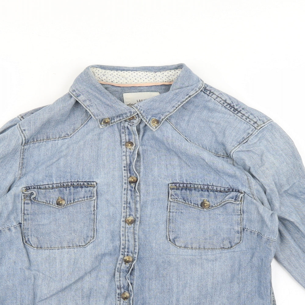 Womens UK Size 6 H&M Blue Basic Button-Up