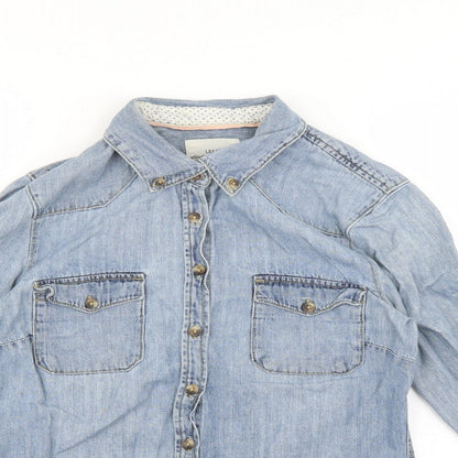 Womens UK Size 6 H&M Blue Basic Button-Up
