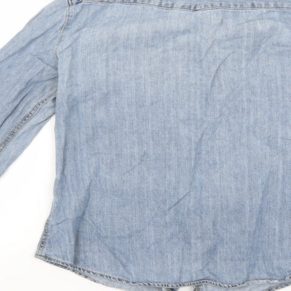 Womens UK Size 6 H&M Blue Basic Button-Up