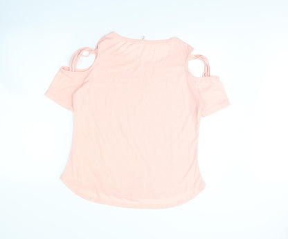 Womens UK Size XL Fashion Pink Basic T-Shirt