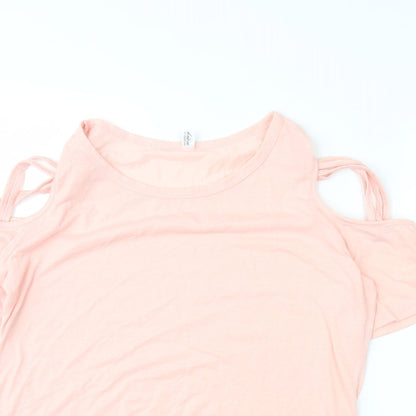 Womens UK Size XL Fashion Pink Basic T-Shirt