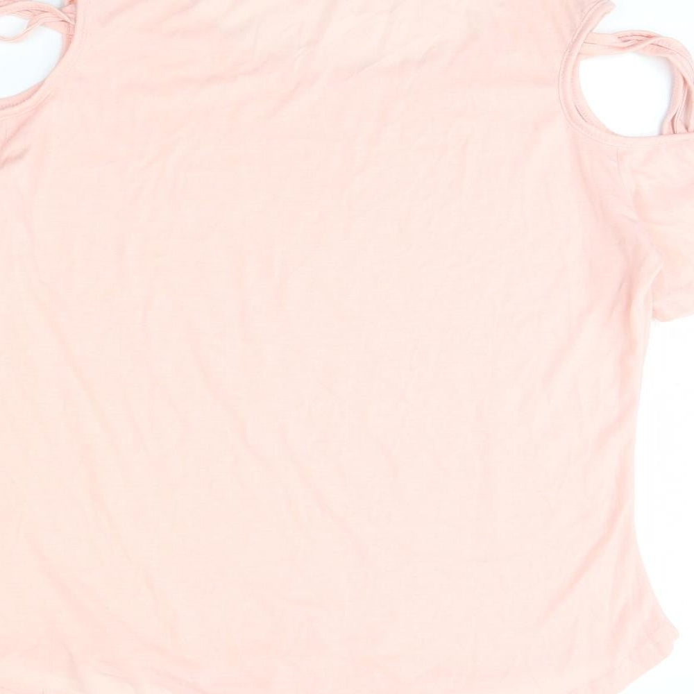 Womens UK Size XL Fashion Pink Basic T-Shirt
