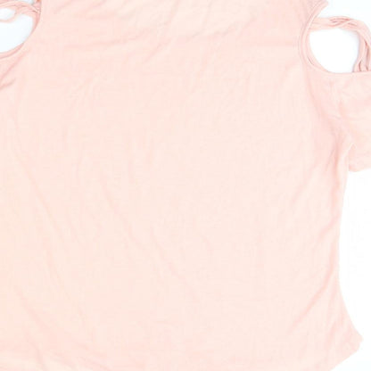 Womens UK Size XL Fashion Pink Basic T-Shirt