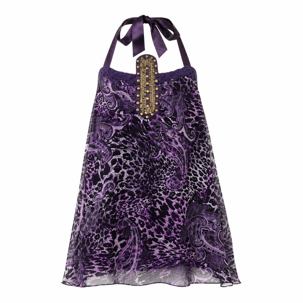 Front view of Just addict women’s purple fair isle kaftan, size M