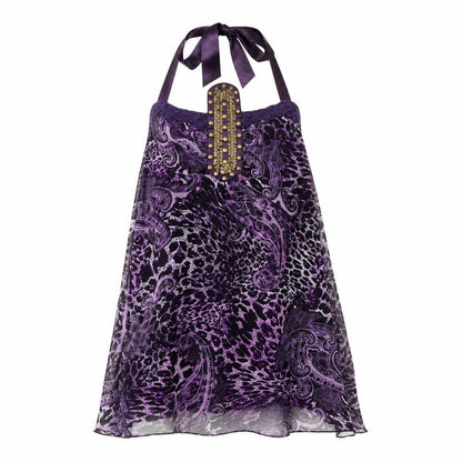 Front view of Just addict women’s purple fair isle kaftan, size M