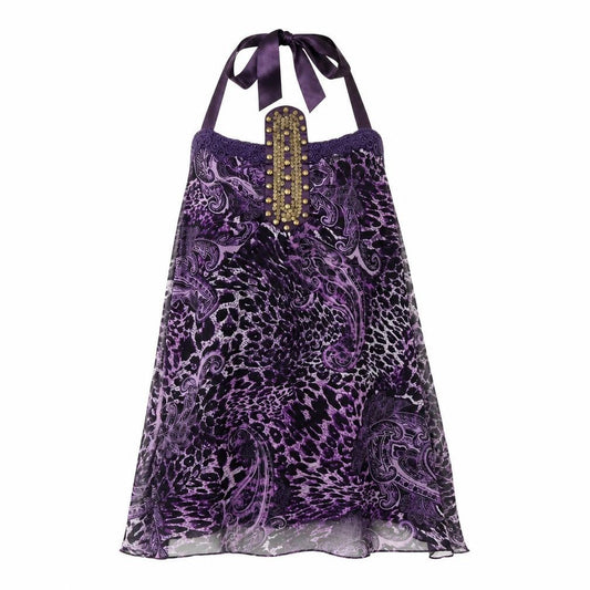 Front view of Just addict women’s purple fair isle kaftan, size M