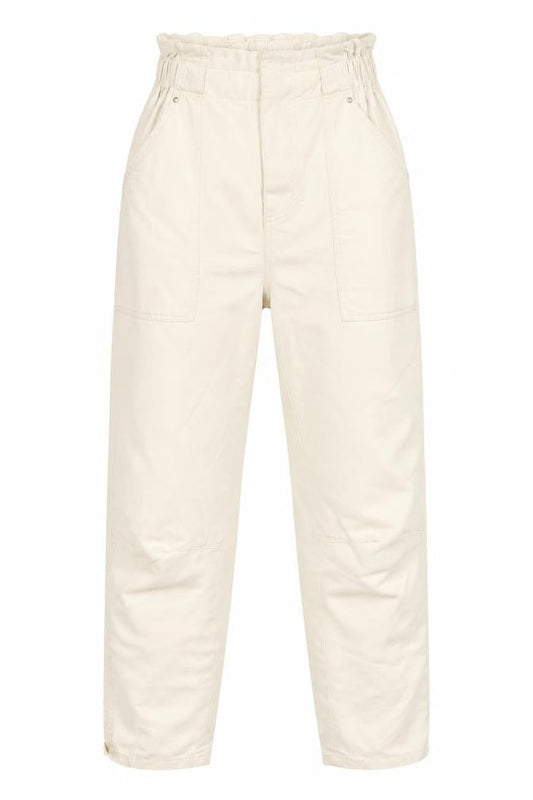 Front view of River Island women’s yellow denim straight jeans, size UK 10, 28-inch leg