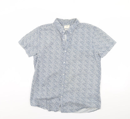 Mens UK Collar Size L Cedar Wood State Smart Blue  Dress Shirt