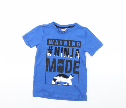 Additional front view of M&Co boys’ blue basic t-shirt, size 6, years - ninja