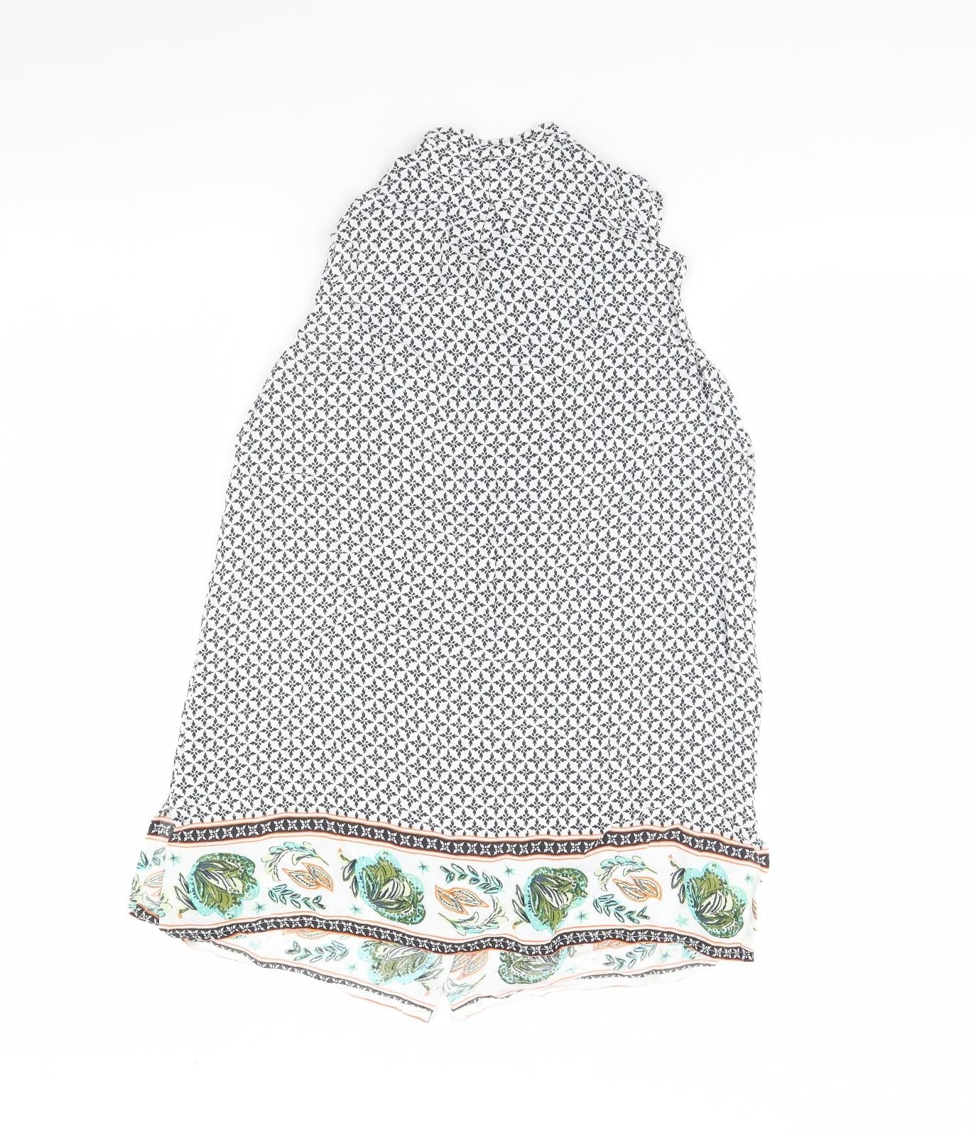 George Womens White Geometric  Basic Button-Up Size 8