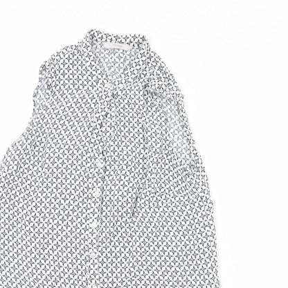 George Womens White Geometric  Basic Button-Up Size 8