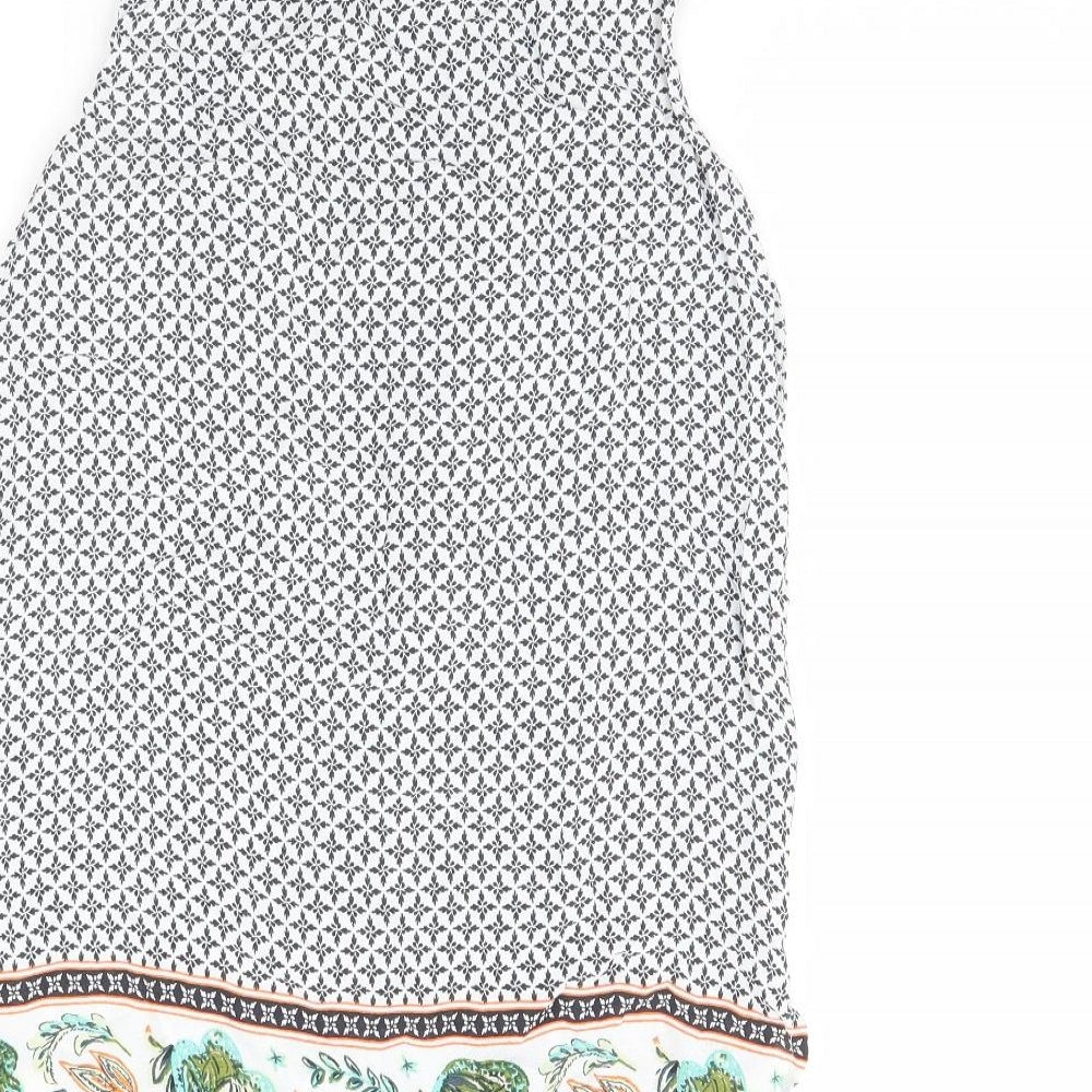 George Womens White Geometric  Basic Button-Up Size 8