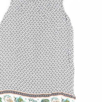 George Womens White Geometric  Basic Button-Up Size 8