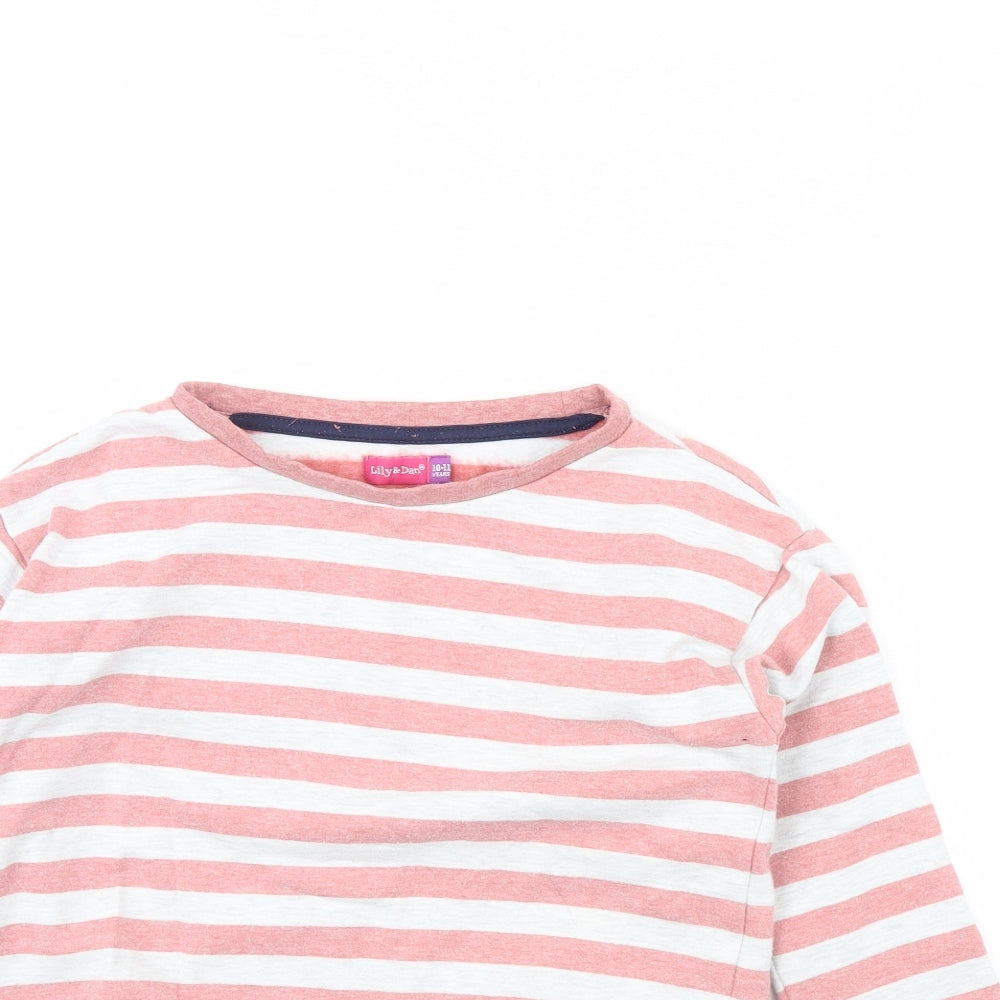lily & dan Girls Pink Striped  Pullover Jumper Size 10 Years