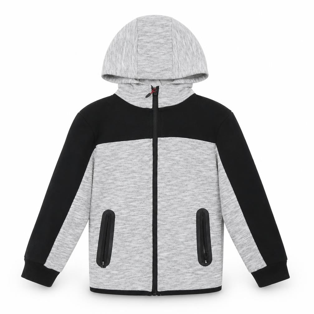 Front view of V boys’ grey colourblock track jacket jacket, size 6, years