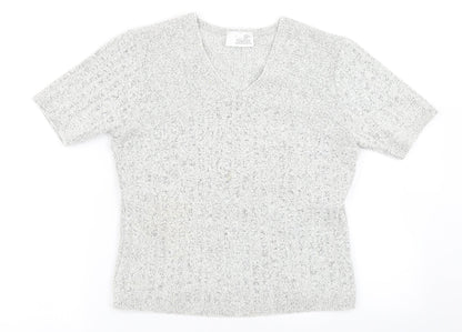 Womens UK Size 14 Preworn Grey Basic T-Shirt