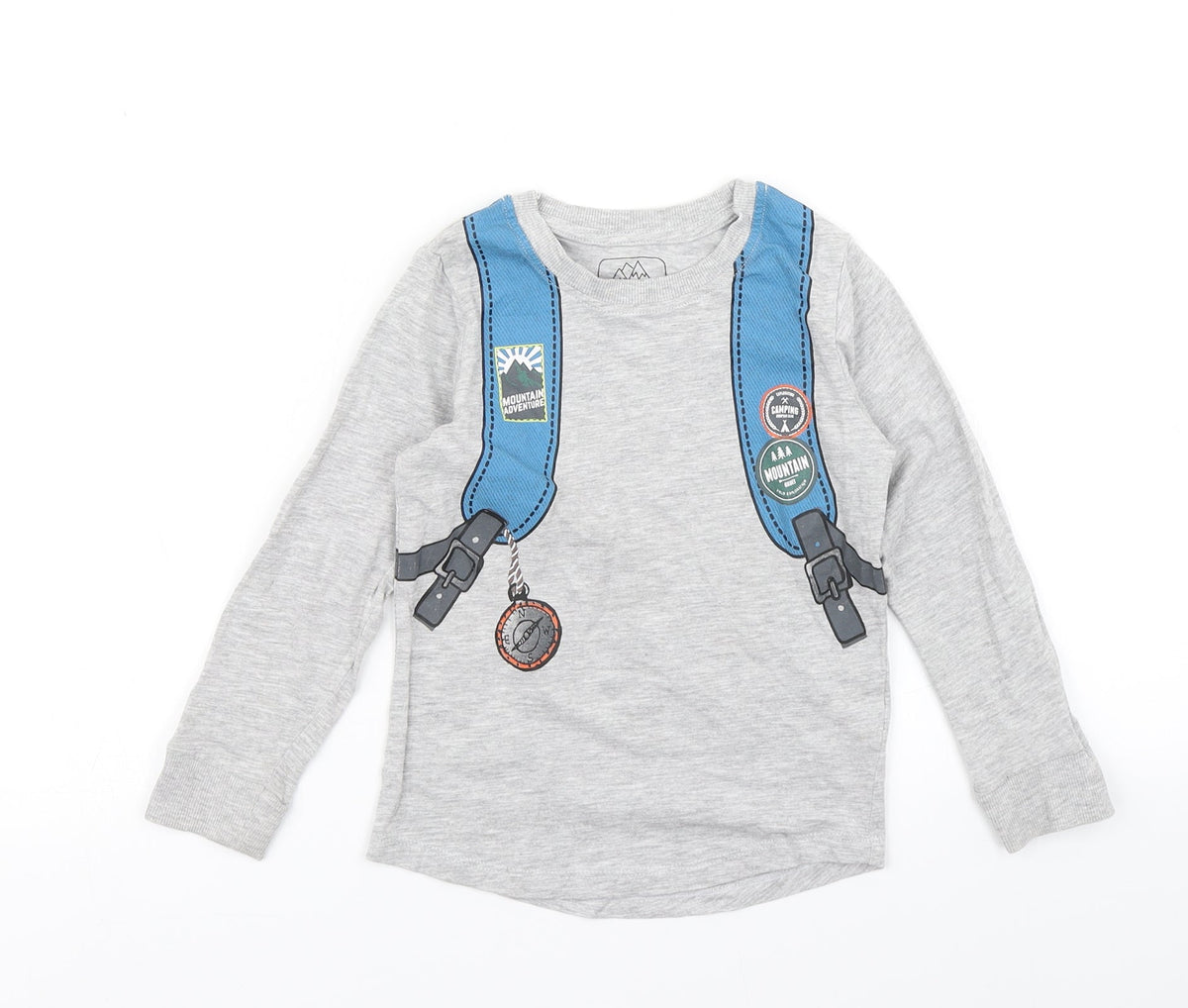 Additional front view of Wild Adventure boys’ grey basic t-shirt, size 2-3, years