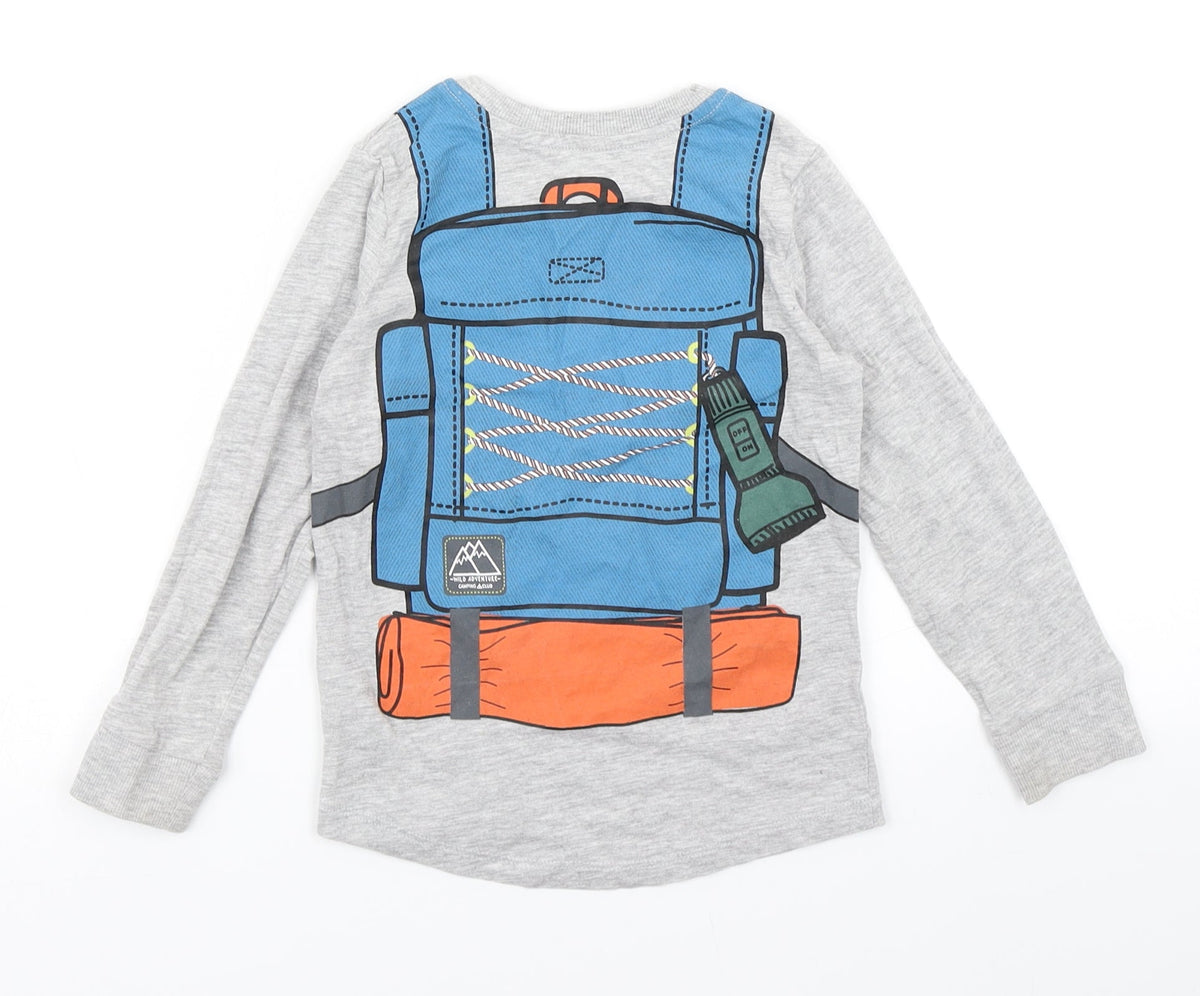 Back view of Wild Adventure boys’ grey basic t-shirt, size 2-3, years