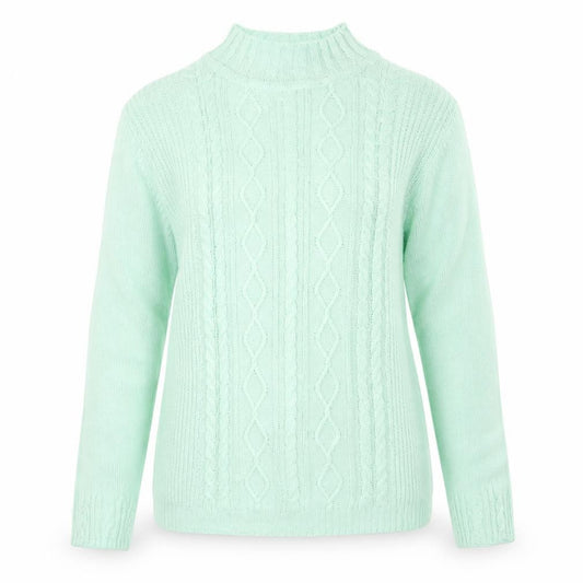Front view of ISLE women’s green knit jumper, size S