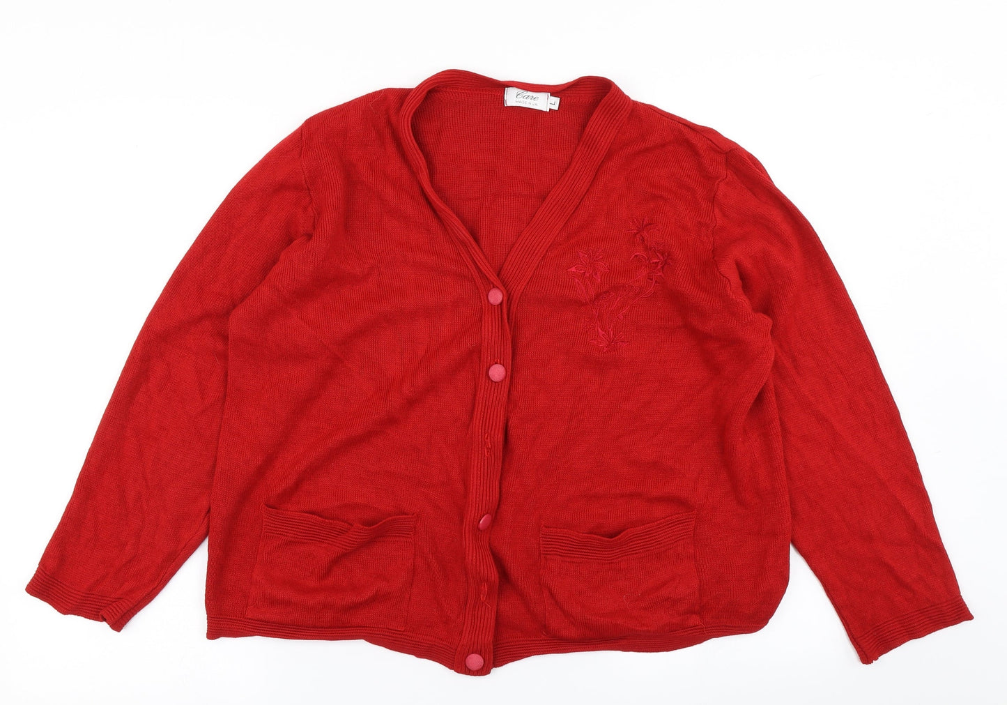 Womens UK Size L Care Red Cardigan Jumper