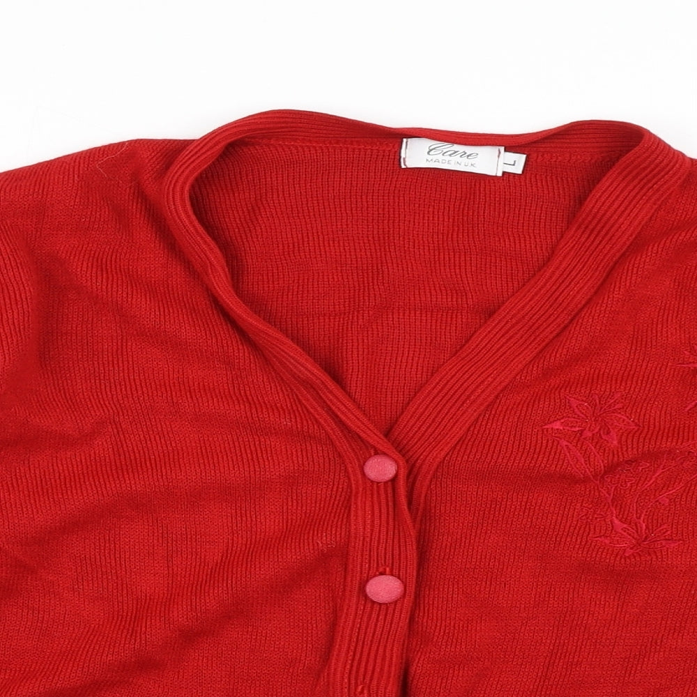 Womens UK Size L Care Red Cardigan Jumper