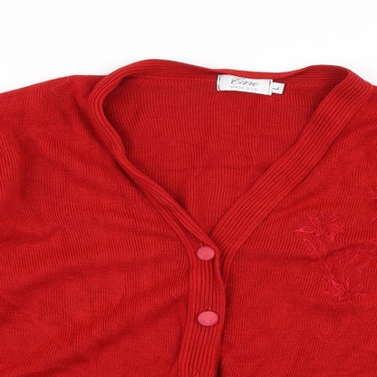 Womens UK Size L Care Red Cardigan Jumper