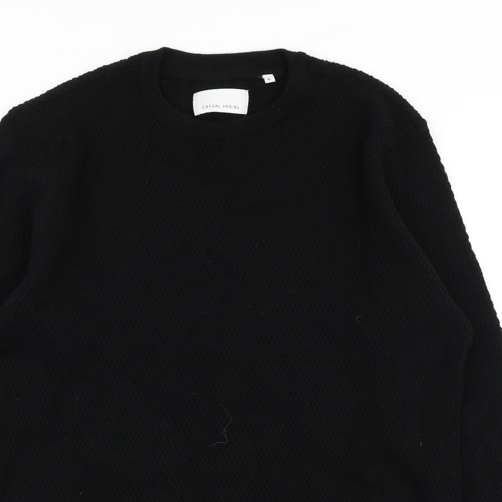 Casual Friday Mens Black  Knit Pullover Jumper