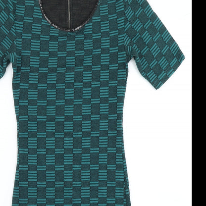 Topshop Womens Green Geometric  Bodycon  Size 6