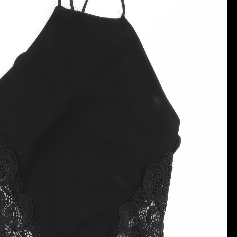 Missguided Womens Black Flecked  Bodysuit One-Piece Size 6