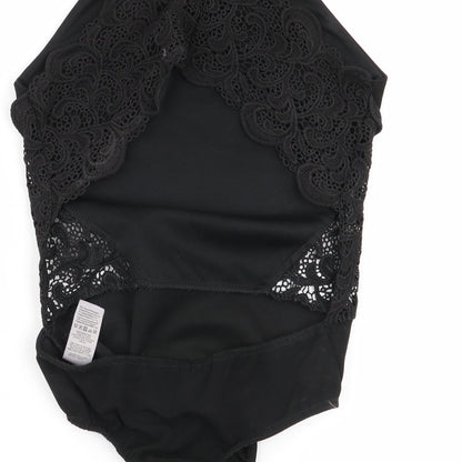 Missguided Womens Black Flecked  Bodysuit One-Piece Size 6